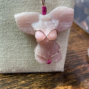 Pink Stone Wire Wrapped Pendant